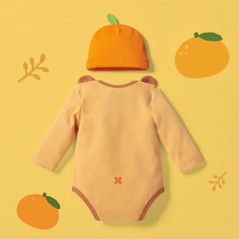 Kawaii Capybara Long-Sleeve Bodysuit with Hat