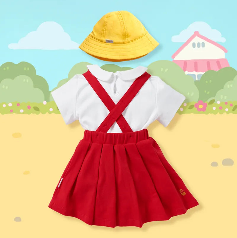 OMYMONSTER Cherry Baby Short Sleeve Bodysuit With Hat
