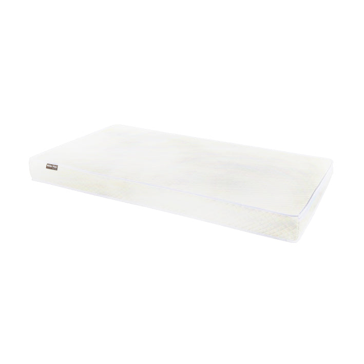 Baby Star Huggy Foldable Baby Cot with 3" Mattress - White / European Beech