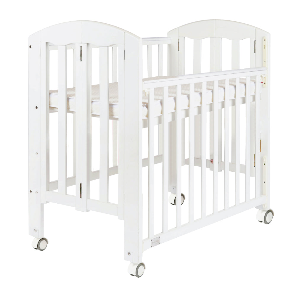 Baby Star Easi Foldable Baby Cot with 2" Mattress - White / New Zealand Pine
