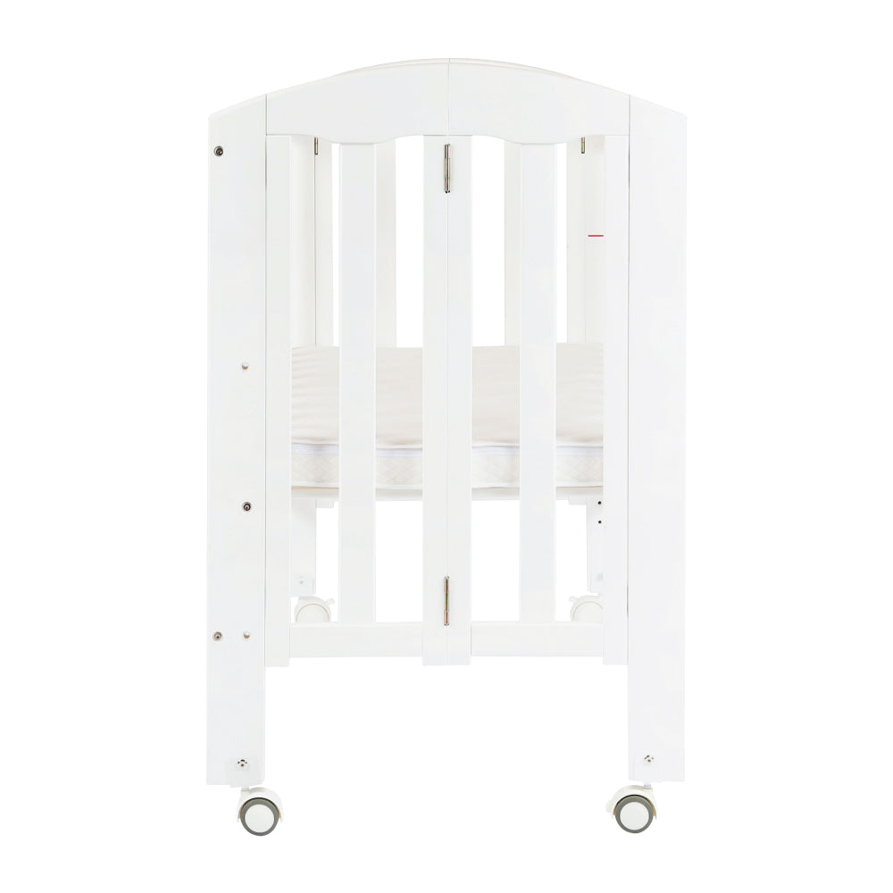 Baby Star Easi Foldable Baby Cot with 2" Mattress - White / New Zealand Pine