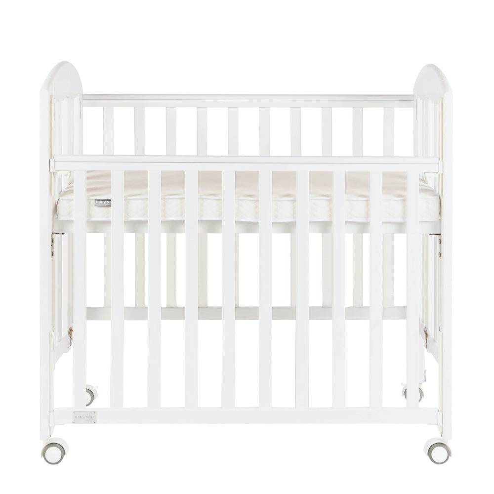 Baby Star Easi Foldable Baby Cot with 2" Mattress - White / New Zealand Pine