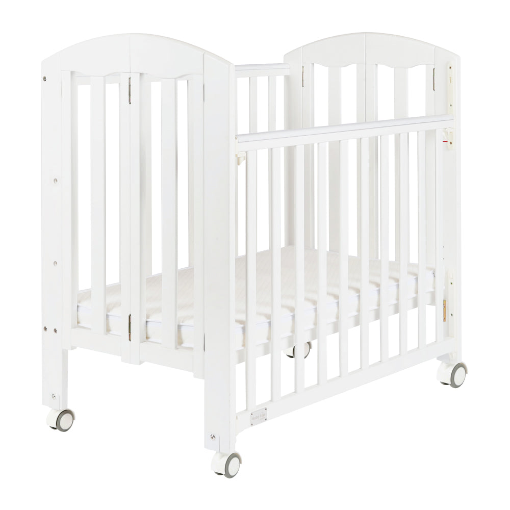 Baby Star Easi Foldable Baby Cot with 2" Mattress - White / New Zealand Pine