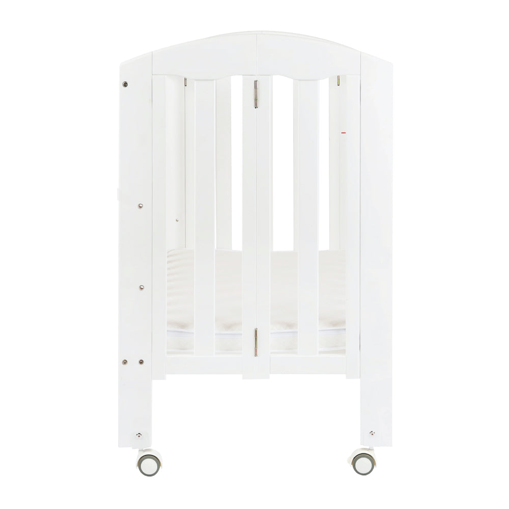 Baby Star Easi Foldable Baby Cot with 2" Mattress - White / New Zealand Pine