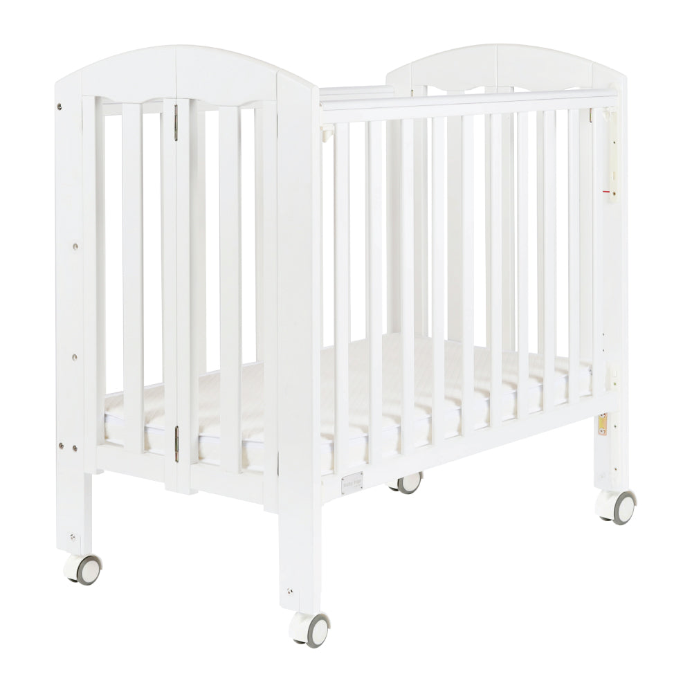 Baby Star Easi Foldable Baby Cot with 2" Mattress - White / New Zealand Pine