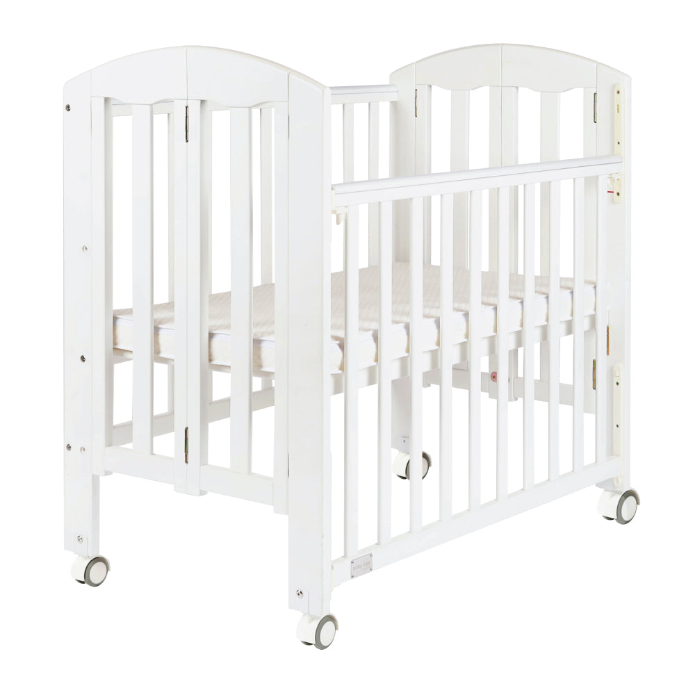 Baby Star Easi Foldable Baby Cot with 2" Mattress - White / New Zealand Pine