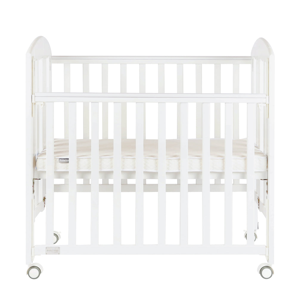 Baby Star Easi Foldable Baby Cot with 2" Mattress - White / New Zealand Pine