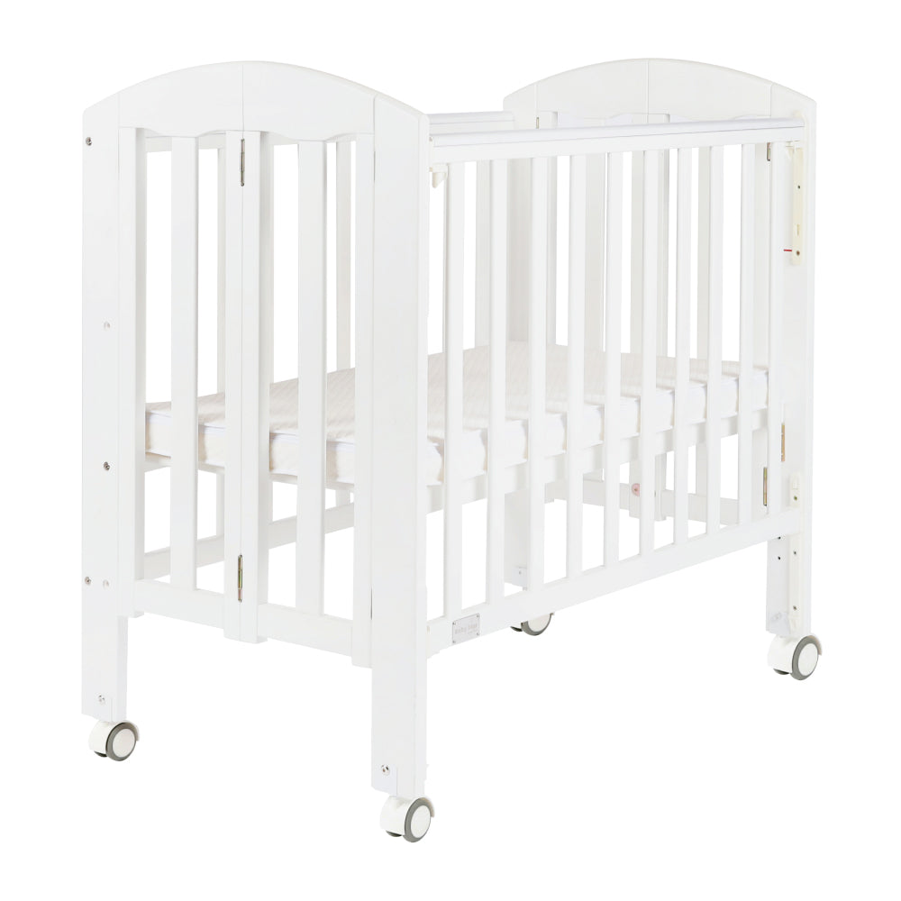 Baby Star Easi Foldable Baby Cot with 2" Mattress - White / New Zealand Pine