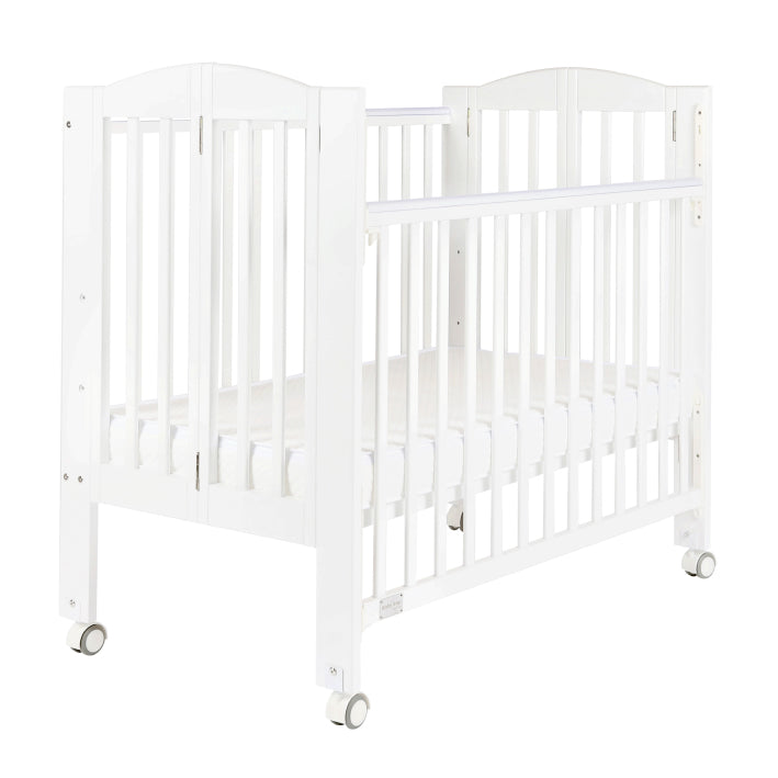Baby Star Huggy Foldable Baby Cot with 3" Mattress - White / European Beech