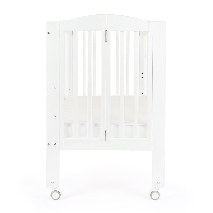 Baby Star Huggy Foldable Baby Cot with 3" Mattress - White / European Beech