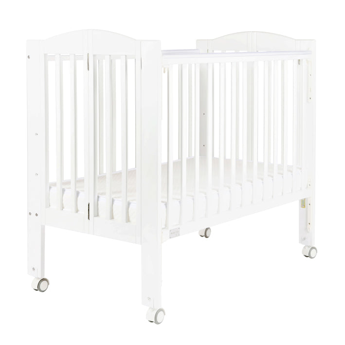 Baby Star Huggy Foldable Baby Cot with 3" Mattress - White / European Beech