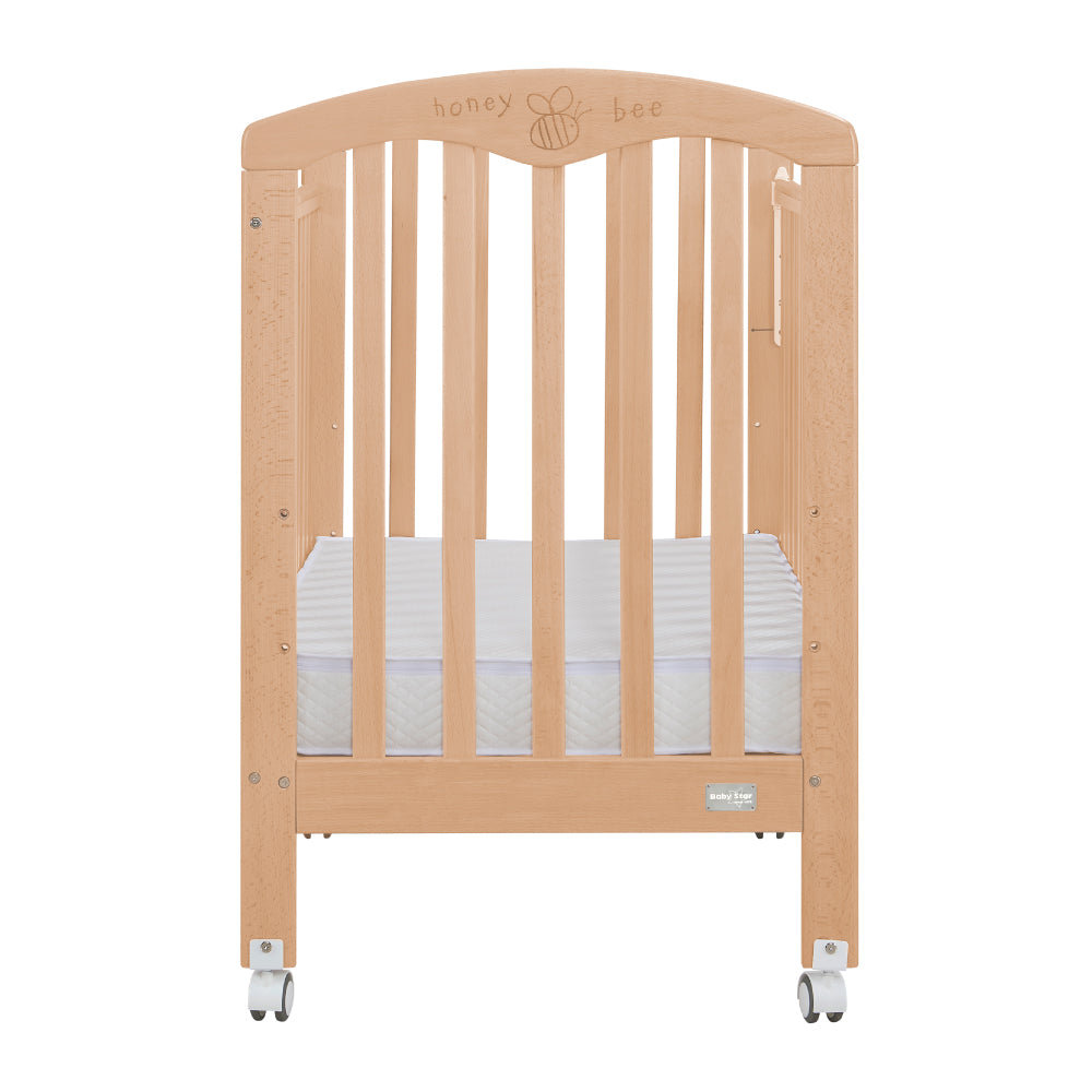 Baby Star Cozzi Baby Cot with 4" Mattress - Natural / European Beech