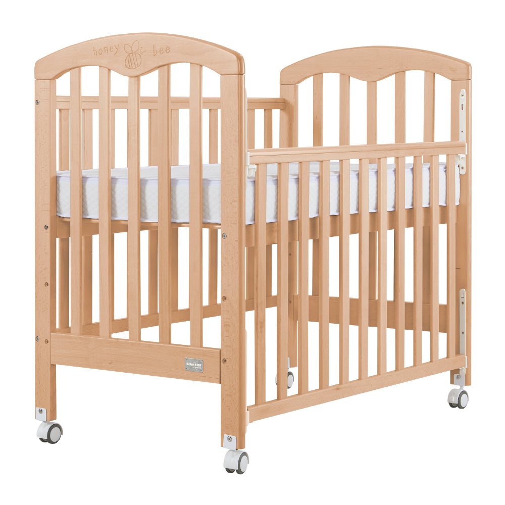 Baby Star Cozzi Baby Cot with 4" Mattress - Natural / European Beech