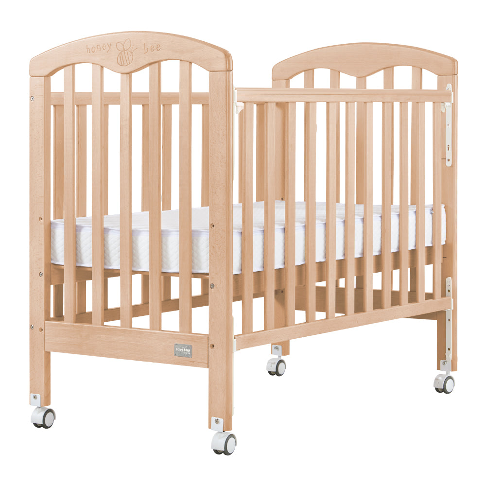 Baby Star Cozzi Baby Cot with 4" Mattress - Natural / European Beech