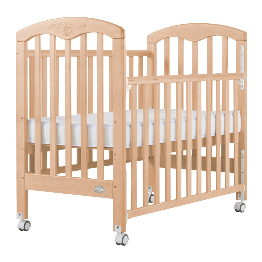 Baby Star Cozzi Baby Cot with 4" Mattress - Natural / European Beech