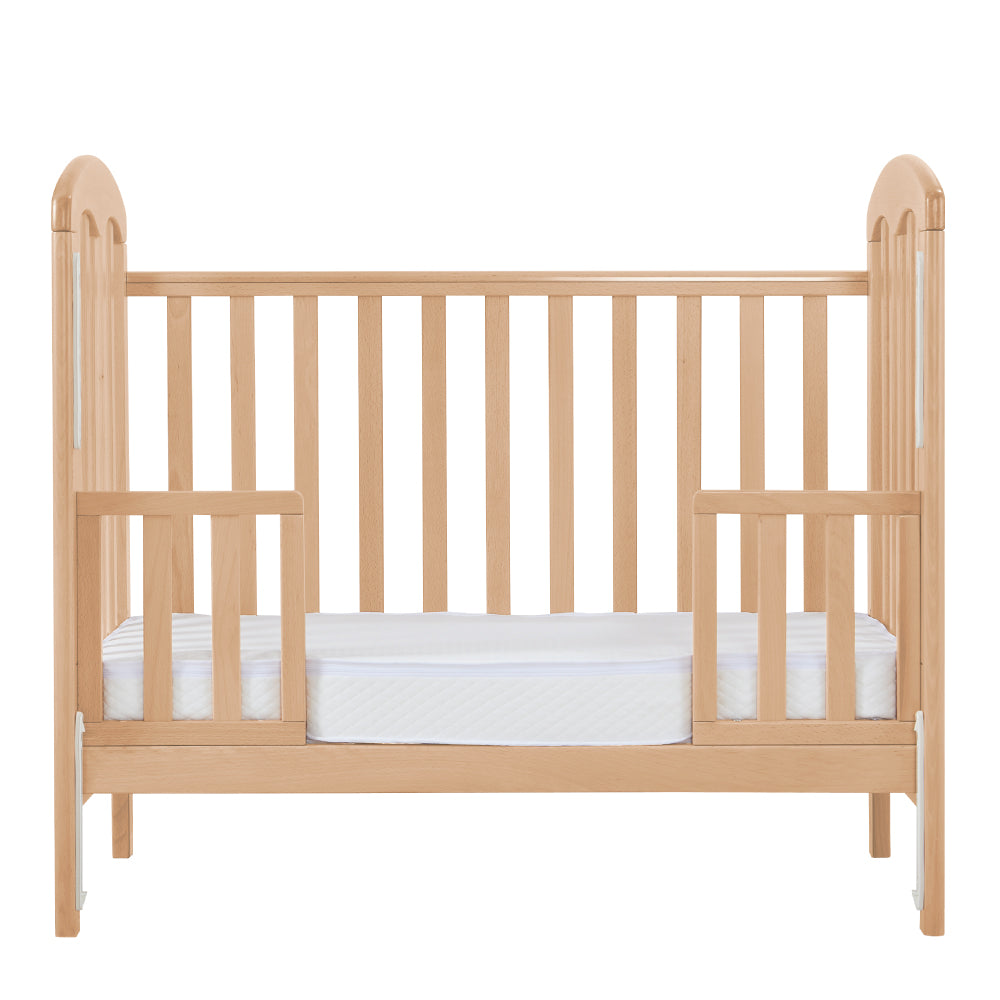 Baby Star Cozzi+ Baby Cot (Toddler Bed) with 4" Mattress - Natural / European Beech
