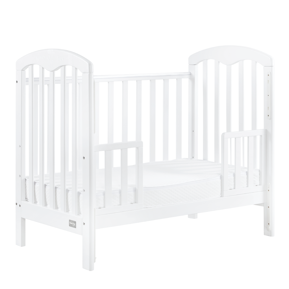 Baby Star Cozzi+ Baby Cot (Toddler Bed) with 4" Mattress - White / European Beech