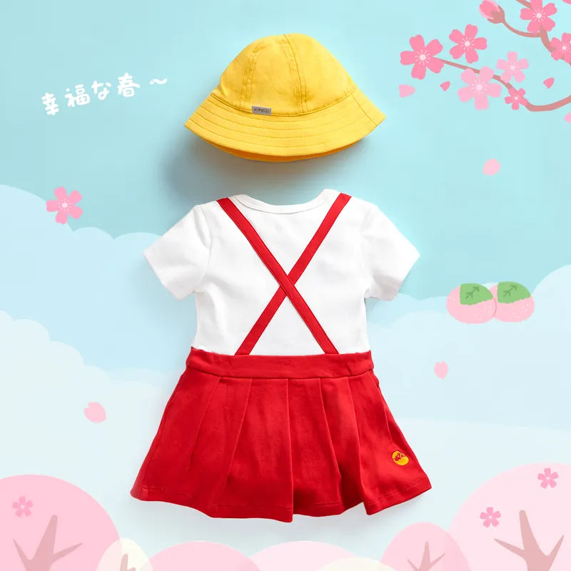 OMYMONSTER Cherry Baby Short Sleeve Bodysuit With Hat