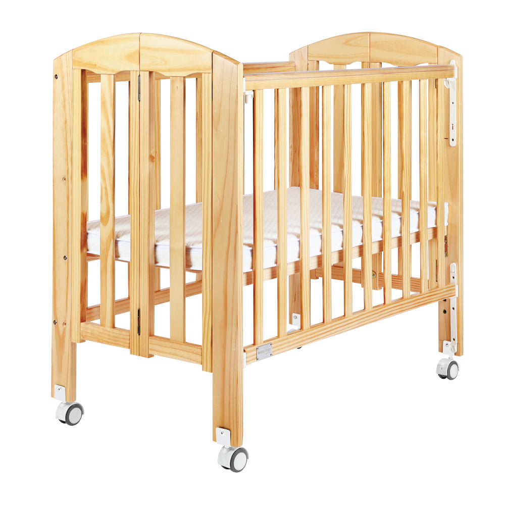 Baby Star Easi Foldable Baby Cot with 2" Mattress - Natural / New Zealand Pine