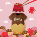 OMYMONSTER Clever Takoyaki Baby Short-Sleeve Bodysuit with Hat