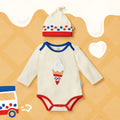 OMYMONSTER Ice-Cream Baby In An Abundance Of Love Long-Sleeve Bodysuit with Hat