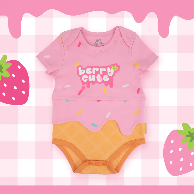OMYMONSTER Berry Cute Baby Short-Sleeve Bodysuit